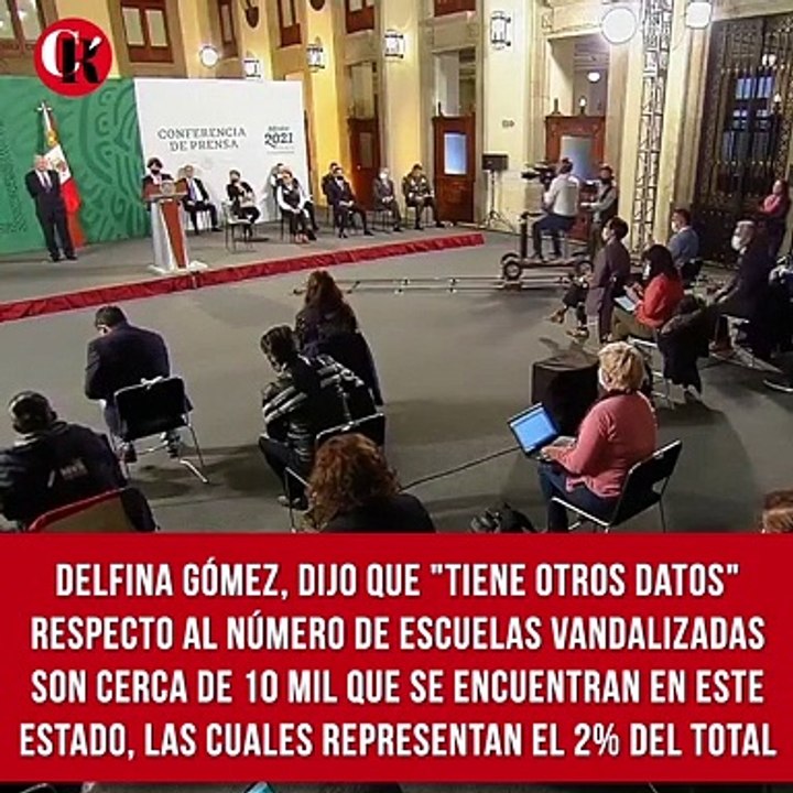 Delfina Gómez,  dijo que "tiene otros datos" respecto al número de escuelas vandalizadas