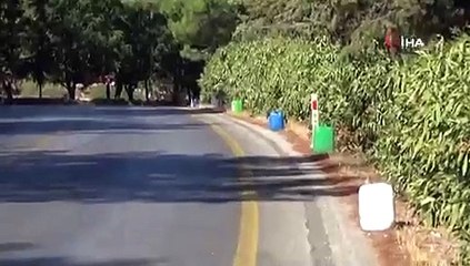 Yangın tehlikesine karşı yola 700 bidon su konuldu