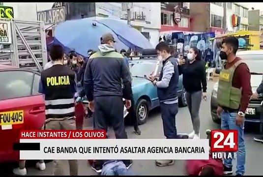 Los Olivos: frustran asalto a entidad financiera y detienen tres ladrones fuertemente armados