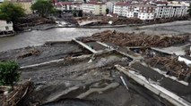 Destruction by flood in Turkey, many buildings collapsed