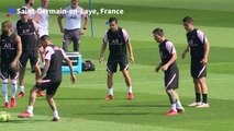 Football - Lionel Messi à l'entraînement avec le PSG