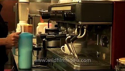 How they make coffee at Cafe Barista in New Delhi!