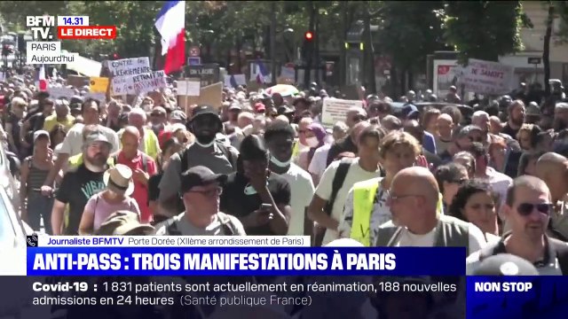 La manifestation contre l'extension du pass sanitaire, organisée par un groupe de gilets jaunes à Paris, se déroule dans le calme