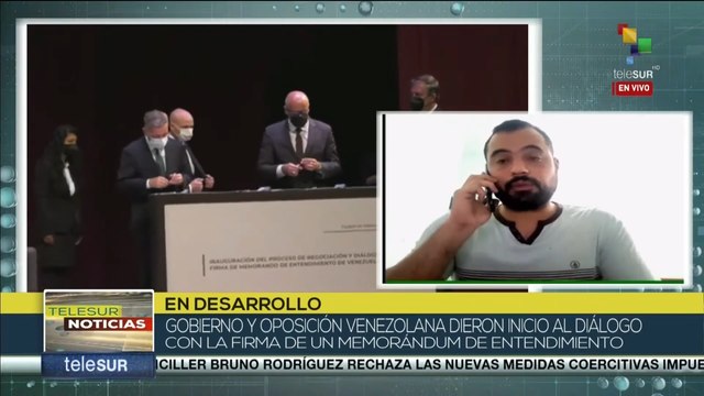 Gobierno venezolano y oposición discuten levantamiento de sanciones.