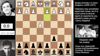 Kasparov allows his adversary to play agressive moves and suddenly traps the Queen (1977)