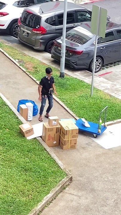 NINJA VAN DELIVERY MAN THROWS ITEMS AROUND WHEN SORTING