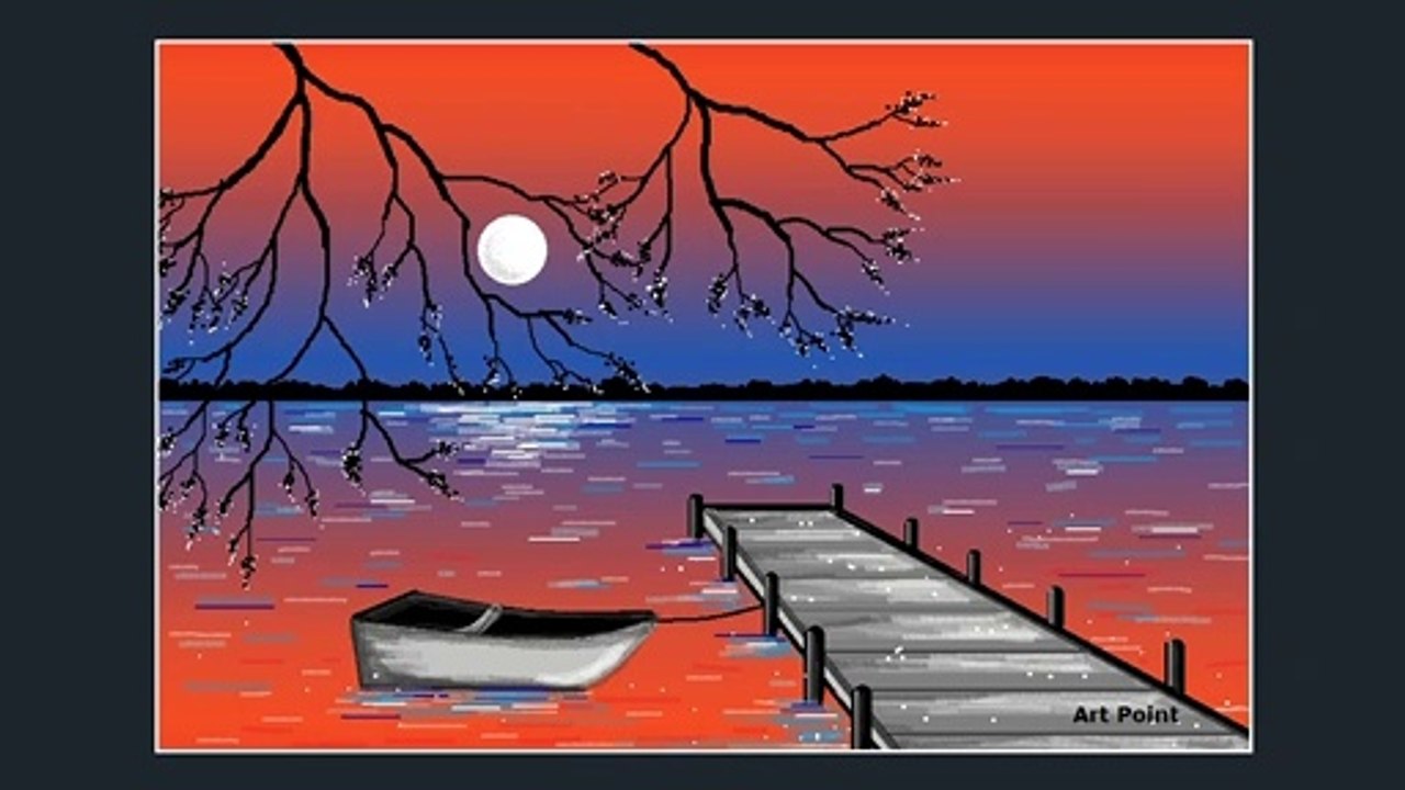 How to Draw - in computer| Microsoft paint tutorial | ms paint | scenery drawing 124 - Art Point