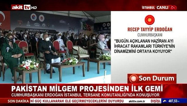 Başkan Erdoğan, Pakistan Milgem Korvet Projesi töreninde konuşuyor