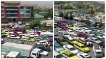 Huge traffic jam on roads as people try to flee Afghanistan