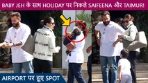 Kareena With Newborn Baby Jeh, Taimur & Saif Ali Khan At Airport | Leave Mumbai