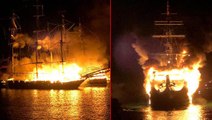 Alanya'da balıkçı barınağında yangın paniği! Alevlerin içinde kalan 4 tekne küle döndü