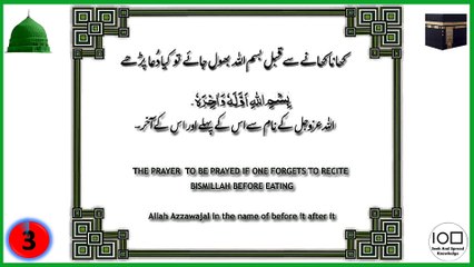 The Prayer to be Prayed if one Forgets to Recite Bismillah Before Eating