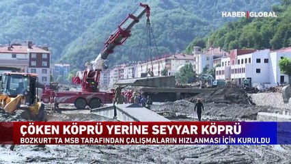 Kastamonu'da yaralar sarılıyor! Çöken köprüler yerine seyyar köprüler kuruldu