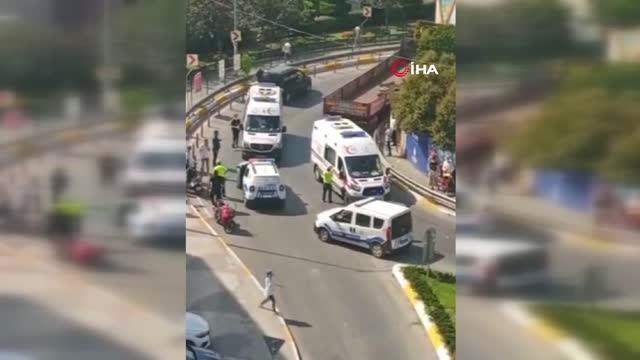 Sultanbeyli'de yolun karşısına geçen 2 çocuk ile kadın, tır ile bariyer arasına sıkıştı