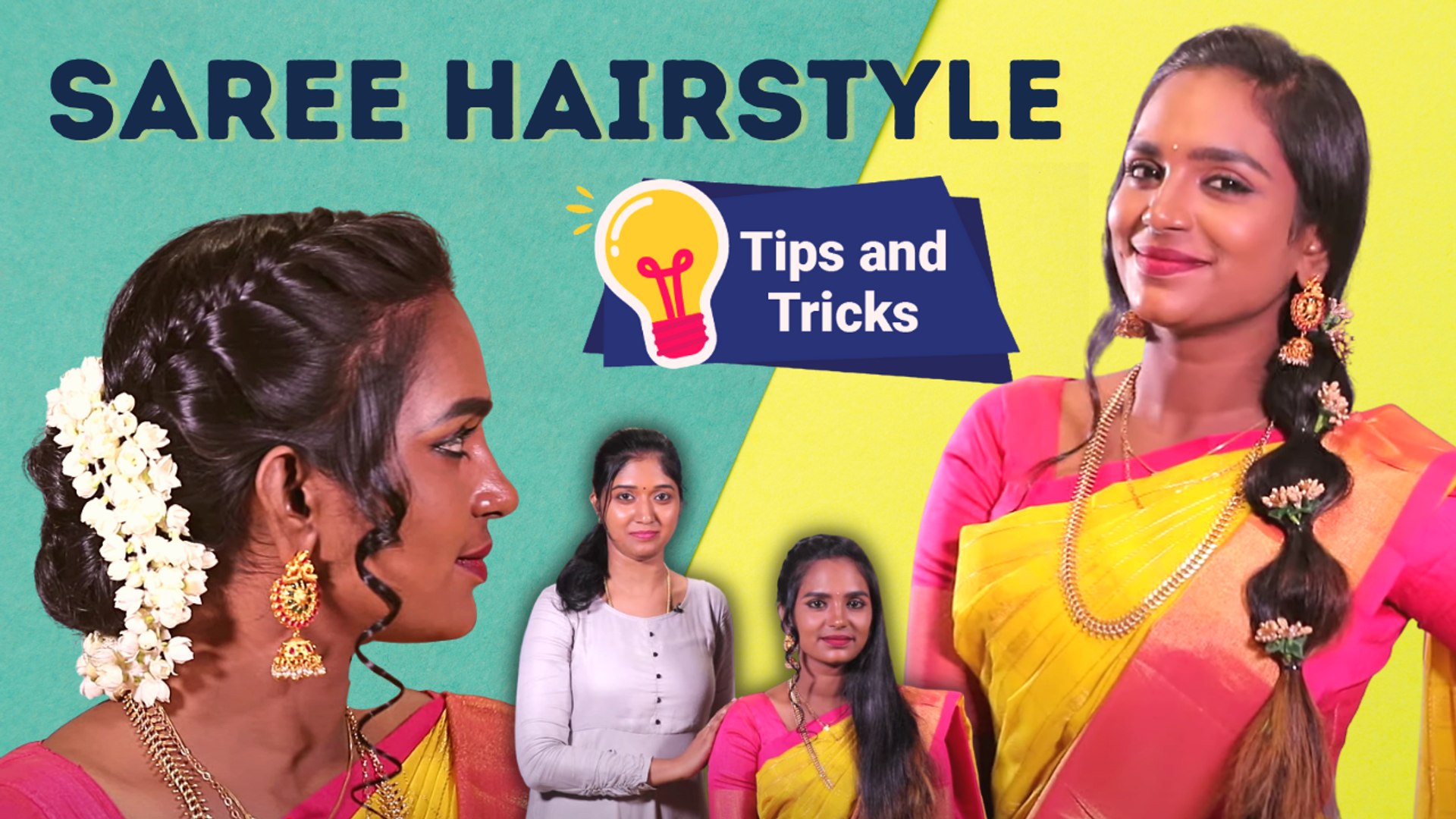 5 Everyday Hairstyles for Saree, Open Hairstyle with saree, Easy Self  Hairstyle