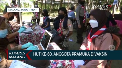 HUT Ke-60, Anggota Pramuka di Malang Ikuti Vaksinasi