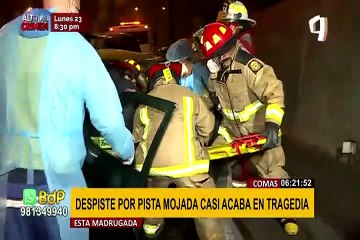 Comas: fuerte accidente vehicular deja a taxista gravemente herido
