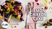 Lemon Chiffon Cake with Blueberry-Coriander Buttercream