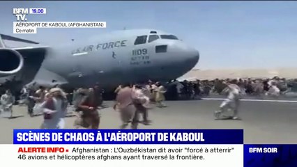 Download Video: À l'aéroport de Kaboul, une marée humaine tente de fuir le pays après l'arrivée des talibans