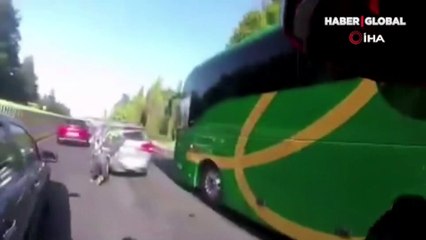 Meksika'daki kaza anı motosikletçinin kask kamerasında