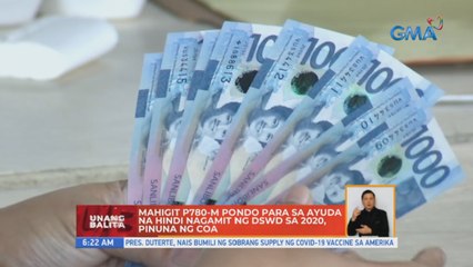 Mahigit P780-M pondo para sa ayuda na hindi nagamit ng DSWD sa 2020, pinuna ng COA | UB