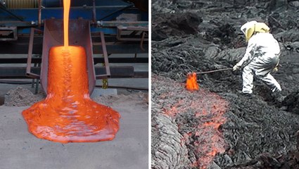 Two ways volcanologists sample lava from hard to almost impossible