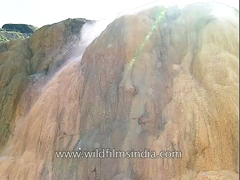 Boiling hot sulphur water coming out of deep earth, Tapovan hot springs