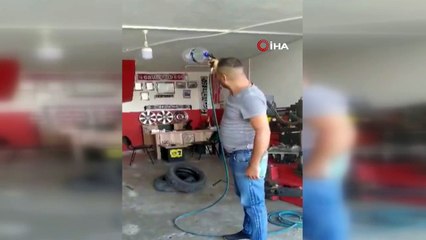 Basınçlı hava bastığı pet şişe deneyi az daha gözünden ediyordu