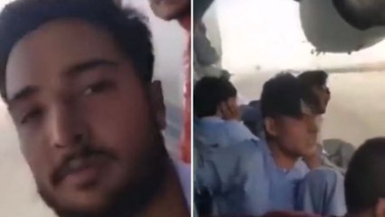 Taliban'dan kaçmak için uçağa tutunan bir kişi o anları böyle kaydetmiş
