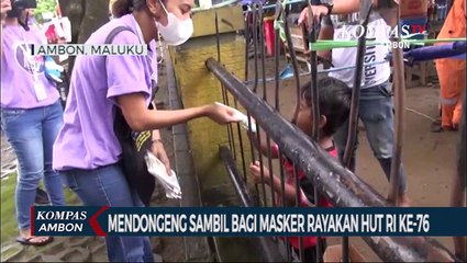 Mendongeng Sambil Bagi Masker Rayakan HUT RI ke-76