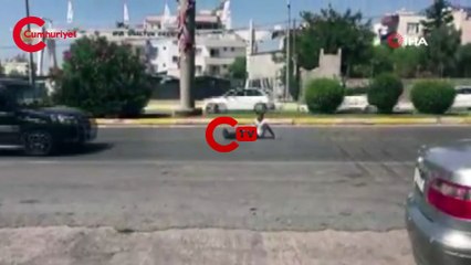 Mersin'de karayolunda ilginç görüntü