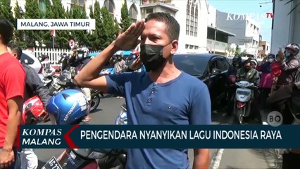 Pengendara di Malang Dihentikan Sejenak, Diajak Menyanyikan Lagu Indonesia Raya