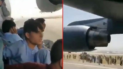 Taliban'dan kaçmak için uçağın iniş takımına asılan Afganların yeni görüntüleri ortaya çıktı