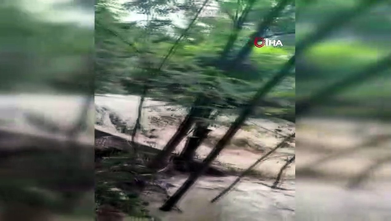 Alabalık tesisini harabe eden sel görüntüleri saniye saniye kaydedildi