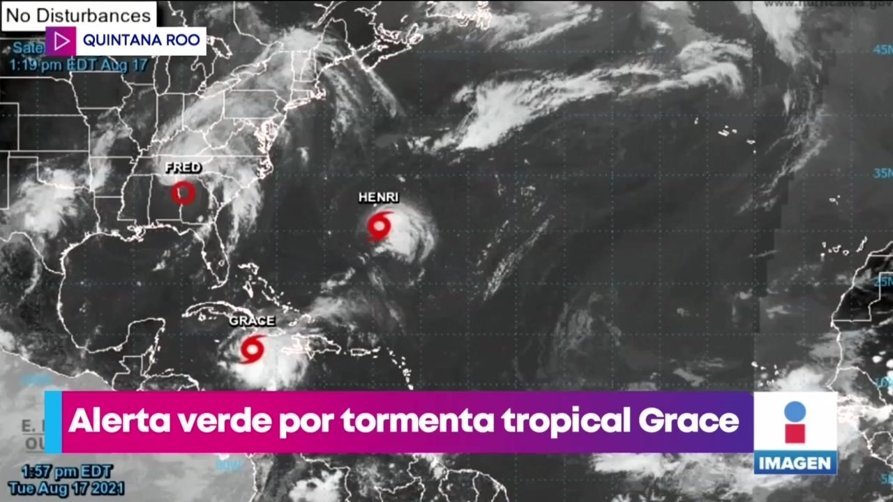 Emiten alerta verde en Quintana Roo por la tormenta tropical "Grace"