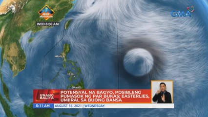 Potensyal na bagyo, posibleng pumasok ng PAR bukas | UB
