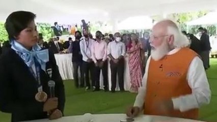 PM Modi interacts with bronze medalist Boxer Lovlina