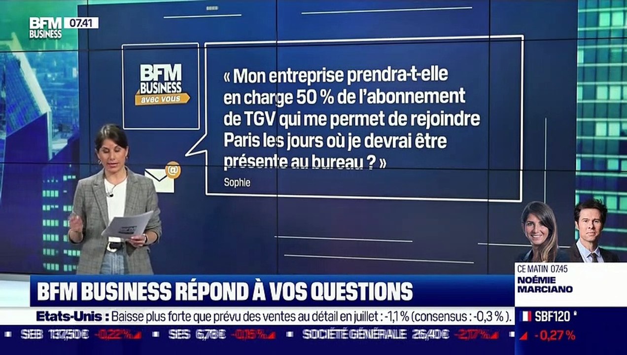 BFM Business avec vous : Quelle est la prise en charge de l'entreprise pour les trajets domicile-lieu de travail ? - 18/08