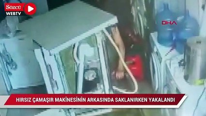 Esenyurt'ta hırsız çamaşır makinesinin arkasına saklanırken yakalandı