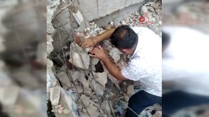 Molozların altında kalan yavru kediler böyle kurtarıldı