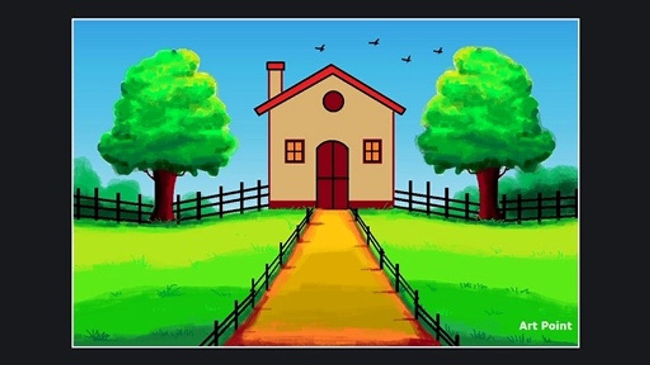 How to Draw - in computer| Microsoft paint tutorial | ms paint | scenery drawing 131 - Art Point