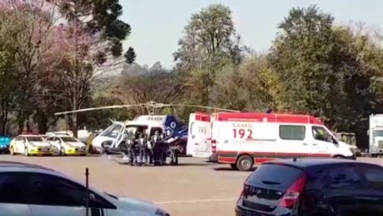 Helicóptero do Consamu faz pouso no 6º BPM durante transferência de paciente