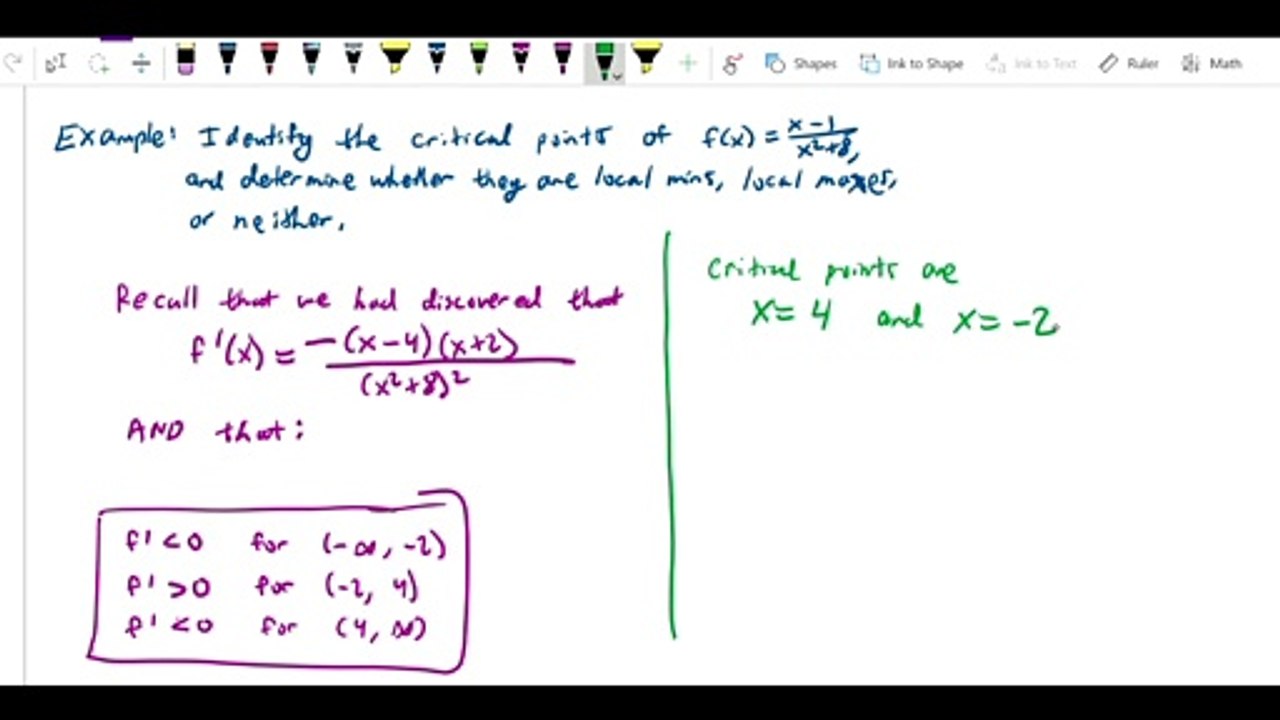Monotone Functions and the First Derivative Test - Example 1 using first derivative test