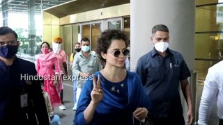 Kangana Ranaut in Blue Dress Spotted at Airport