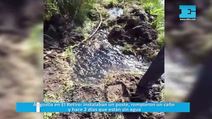 Angustia en El Retiro: instalaban un poste, rompieron un caño y hace 2 días que están sin agua