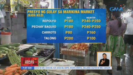 Presyo ng ilang gulay sa Marikina market, tumaas | UB