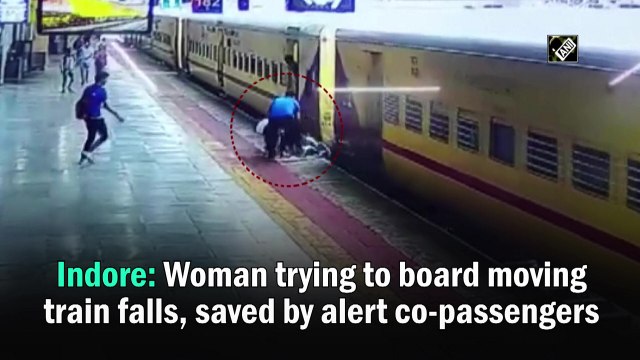 Indore: Woman trying to board moving train falls, saved by alert co-passengers