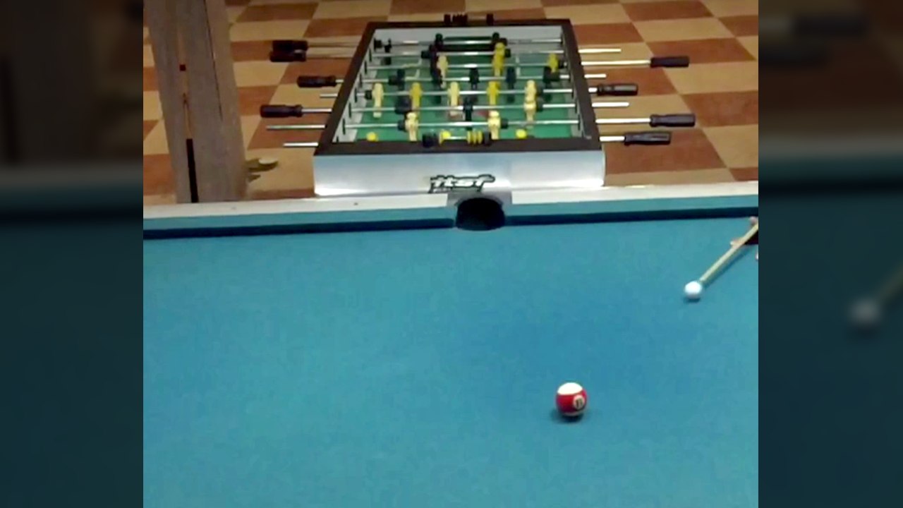 'Persian Pool Shark PULLS OFF INCREDIBLE Snooker+Soccer Trick Shot'