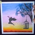 breaking free from cage pastel painting art-Scenery with Oil Pastel for beginners - Step by Step