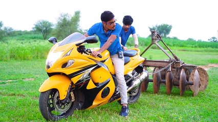 Suzuki Hayabusa VS Disc Harrow _ क्या हायाबूसा से खेती हो पाएगी_ Unique Experiment || Crazy XYZ